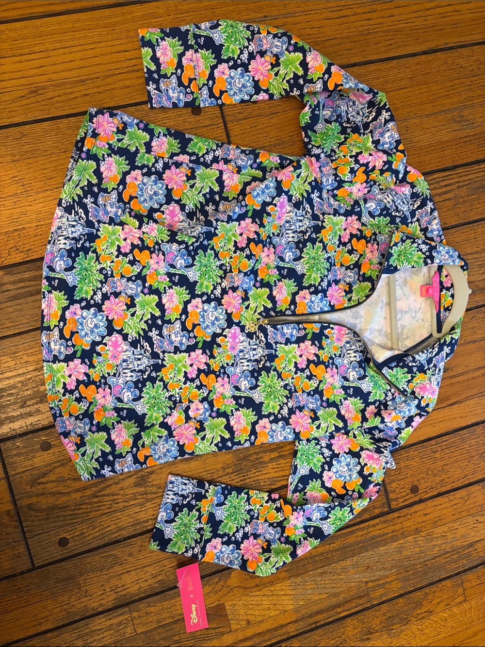 Disney x Lilly Pulitzer Navy Floral 3/4 Zip Jacket NWT Sz L BRAND NEW